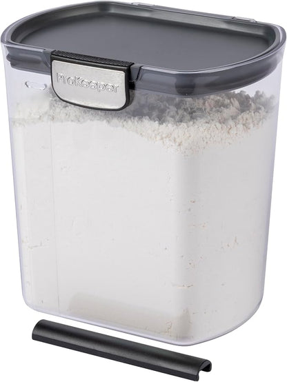 ProKeeper+ 6-Piece Airtight Food Storage Container Set – Clear Plastic Flour and Sugar Canister Set with Magnetic Accessories for Kitchen Organization