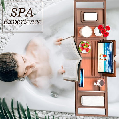 Premium Bathtub Tray Caddy - Bath Table Tray for Bathtub - Bath Tub Tray Table for Bathtub, Expandable Size, Fits Most Bath Tubs
