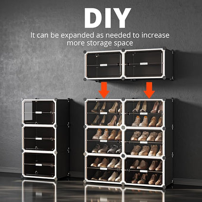 MAGINELS Shoe Rack,Expandable Shoe Cabinet Easy to Assemble. Shoe Storage with Door,Entryway, Closets, Hallway, and Bedroom.Accommodates Up to 40 Pairs of Shoes.