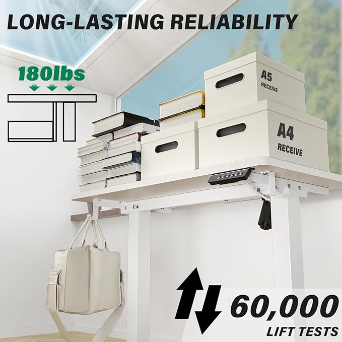 Kingant Standing Desk Height Adjustable Small Electric Stand Up Desks [40 x 24 Inch] - Ergonomic Sit Stand Desk Rising Desks for Home Office Computer Desk Workstation with Cable Management