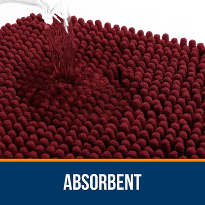 OLANLY Large Bathroom Rugs 40x32, Extra Soft Absorbent Chenille Bath Rugs, Rubber Backing Quick Dry, Machine Washable Bath Mats for Bathroom Floor, Tub and Shower, Home Decor Accessories, Burgundy