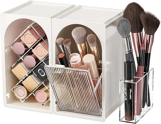 Modular Makeup Organizer, Clear Acrylic Cosmetic Storage Box with Drawer, Vanity Countertop Organizer for Makeup, Skincare and Beauty Accessories – Multiple Styles