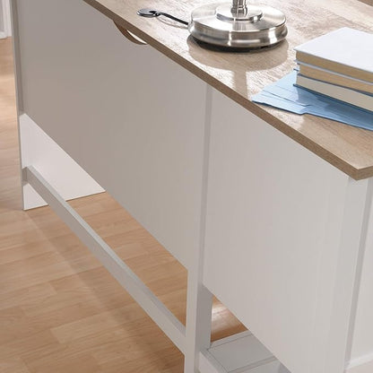 Sauder Cottage Road L Shaped Desk Computer Desk with Drawers, Home Office Desk with Optional File Cabinet Storage, Cable Management, in Soft White Finish