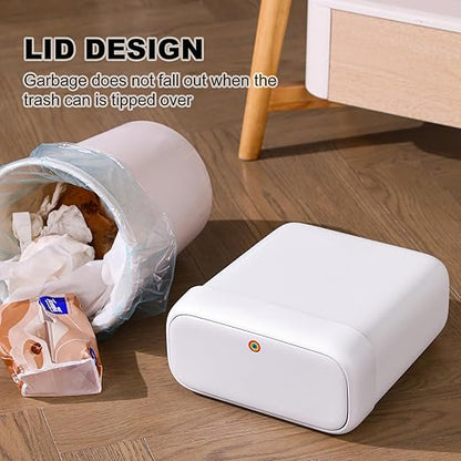 funest Bathroom Small Trash Can with Lid,10L / 2.7 Gallon Slim Garbage Bin Wastebasket with Press Top Lid for Bedroom,Rv,Office,Kitchen,Craft Room (Pack of 2)