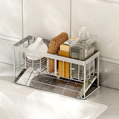 Mukkuri Sink Caddy - Kitchen Sink Organizer - Quick Draining, 304 Stainless Steel Tray