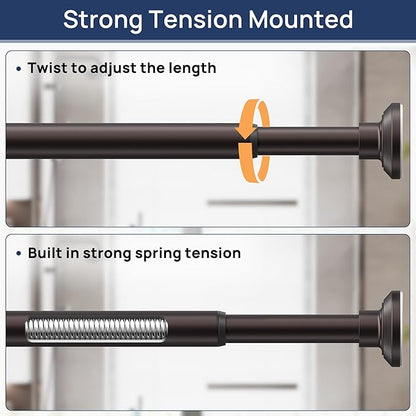 ENJOYBASICS Shower Curtain Rod 30 to 52 Inches, Stainless Steel Adjustable Spring Tension Rods No Drill for Bathroom, Closet, Window, Room Divider, Never Rust, Non Slip, Bronze