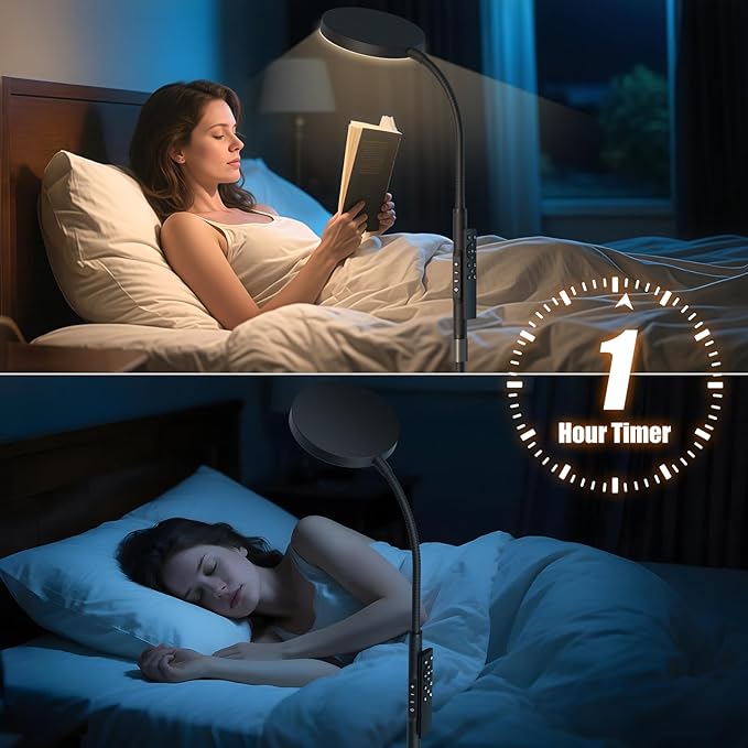 Floor Lamp, Adjustable Height Floor Lamps for Living Room Bedroom, 120 LED Super Bright Standing Lamp Remote Control Dimmable Gooseneck Tall Stand Reading Lamp for Office Craft, Black-RGB
