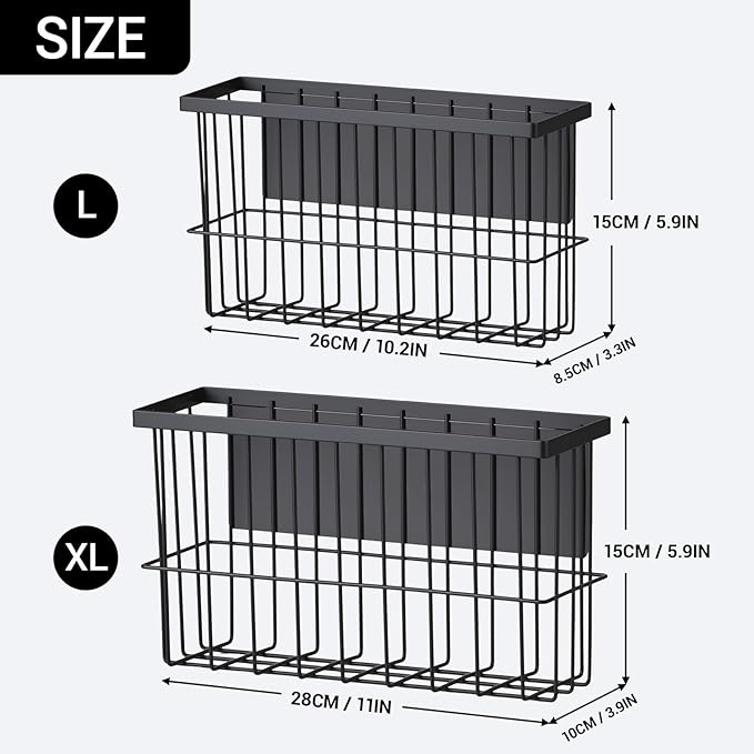 2-Pack Magnetic Laundry Basket, Dryer Ball Holder Lint Bin for Laundry Room | Magnetic Metal Laundry Storage