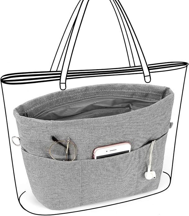 VANCORE Purse Bag Organizer Insert with 13 Pockets, Handbag and Tote Bag Inside Shaper with Zipper