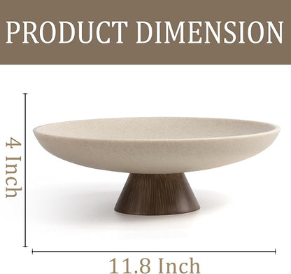 LIN CHUAN Large Decorative Bowl, Modern Resin Pedestal Bowl for Home Decor, Stylish Fruit Bowl for Kitchen Counter, Chic Key Holder for Entry Table, Brown