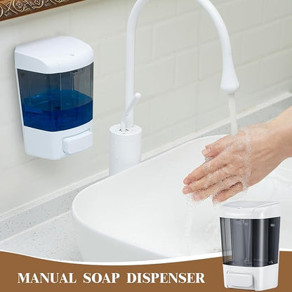 Hushee 6 Pcs Plastic Wall Mounted Soap Dispenser Commercial Manual Soap Dispenser Containers for Kitchen Shower Hotel(Brown,27 oz 800 ml)