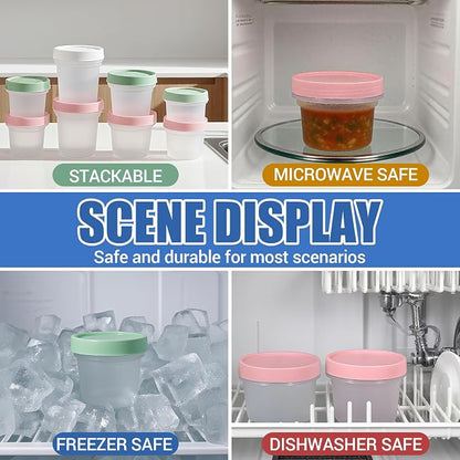 6 Pack 3.4oz Food Storage Containers, Plastic Containers with Twist Top Lid, Reusable Dishwasher Freezer Safe Airtight, Takeout Container - Ideal for Soup and More