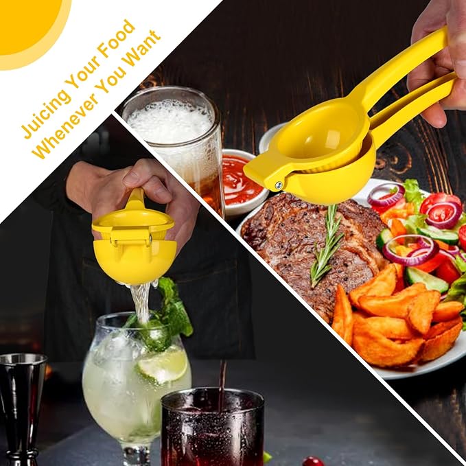 TEZZ Lemon Squeezer, Large Metal Manual Lime Citrus Juicer Hand Press | Ergonomic handle large bowl easy press for lemons and limes