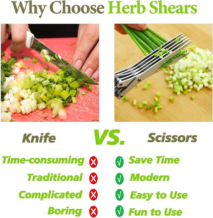 2026 Upgraded Herb Scissors, Effortless Herb Shears Cutter Tool with Sharp Stainless Steel Blades for Fresh Herbs, Must-Have Kitchen & Cooking Gadget, Black