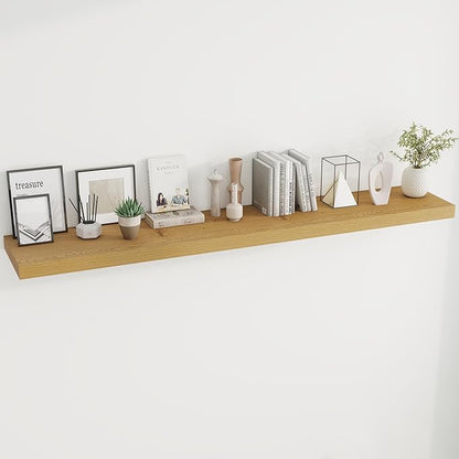Dreamland 72 Inches Floating Shelves for Wall, 9.8" Deep Long Floating Shelves Set of 1, Large Display & Storage Shelf, Wall Shelf for Bathroom Bedroom Living Room Kitchen Office, Oak