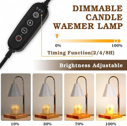 White Candle Warmer Lamp with Timer Dimmer, Electric Candle Lamp Warmer for Bedroom Decor, Mothers Day Birthday Gifts for Mom, Adjustable Metal Candle Lamp, House Warming Gifts, 2*35 Watt Bulb
