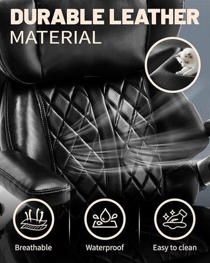800lbs Executive Chairs with 5D Flip Arms, Heavy Duty Office Chair with Adjustable Lumbar Support, Office Chair for Heavy People, Big and Tall chair with Quiet Rubber Wheel and Extra Wide seat