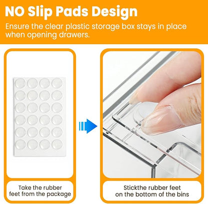 Bottle Storage Organizer Baby, Clear Stackable Storage Drawers Set for Baby Bottle, Beauty Supplies Storage, Ideal for Countertop, Vanity, Bathroom, Cabinet, Pantry Organization (7.8"H, 3 Pack)