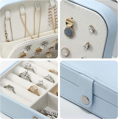 CASEGRACE Jewelry Box For Women Travel Jewelry Organizer Double Layer for Necklace Earring Rings Jewelry Holder Case