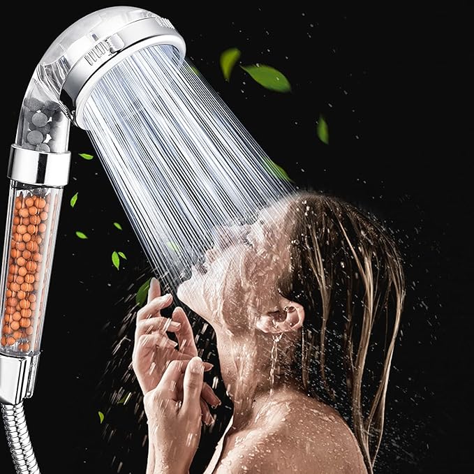 Nosame® Shower Head with Hose, Filter Filtration High Pressure Water Saving 3 Mode Function Spray Handheld Showerheads for Dry Skin & Hair