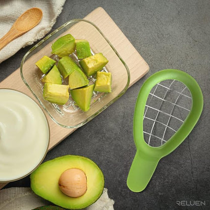 Avocado Slicer Tool - 3.2 x 6.3 Inches Avocado Cuber Tool with Ergonomic Handle, Easy to Use and Clean, Food-Grade Plastic and Stainless Steel, Good for Salads, Guacamole, or Smoothie