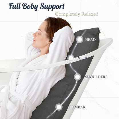 Luxury Bathtub Pillow, Skin-Friendly Cushion, Support Back, Neck & Head, Non-Slip, Adjustable Thickness Fits All Tub, Washable & Quick-Drying - Gift for Christmas Birthday Father's Day