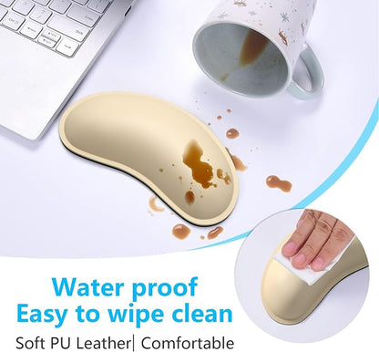Dapesuom Mouse Wrist Rest, Ergonomic Memory Foam Mouse Wrist for Computer Desk Mats Support, PU Leather Hand Rest Pad Cushion for Gaming, Laptop, Men, Women, Pain Relief & Easy Typing, Colonial White