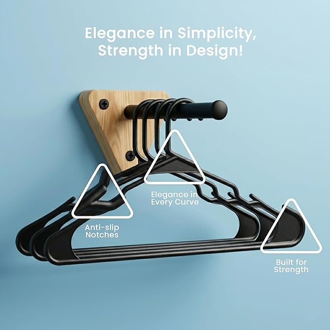 Utopia Home - Plastic Hangers 30 Pack - Space Saving Clothes Hanger - Durable and Strong Closet Organizers and Storage Makes It Ideal Stocking Stuffers or Apartment or Dorm Room Essentials (Black)