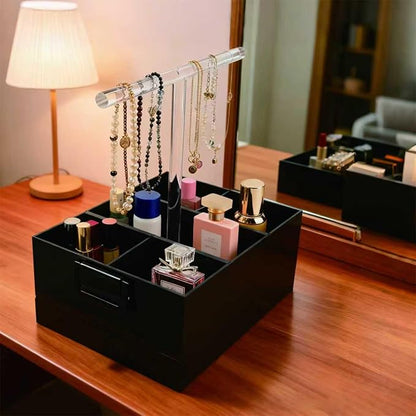 Black Shower Caddy stotage box.portable shower caddy,6-grid acrylic classification storage with tray.Suitable for bath Dorm Room,office,kitchen,dining,hotel,bar,travel,home organizer and storage box.