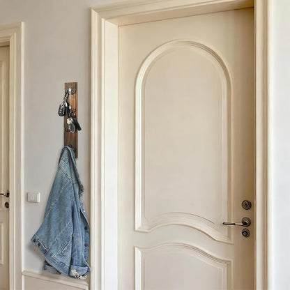 Small Vertical Key Holder for Wall Mounted Vertical Wooden Key Rack Organizer with Hooks for Home and Garage Entrances, Space-Saving Storage for Keys