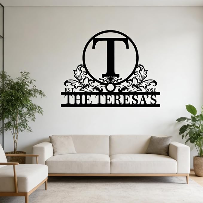 Custom Metal Name Sign Metal Wall Art Split Letter Monogram Wall Art Personalized Wedding Gift Fire Pit Outdoor Decor Cabin Sign