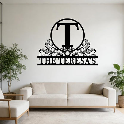 Custom Metal Name Sign Metal Wall Art Split Letter Monogram Wall Art Personalized Wedding Gift Fire Pit Outdoor Decor Cabin Sign