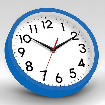 DAXSMY Wall Clock Small Analog 8 Inch Silent Non Ticking Battery Operated Modern Simple Decorative for Kitchen Office Bedroom Bathroom Living Room(Blue)