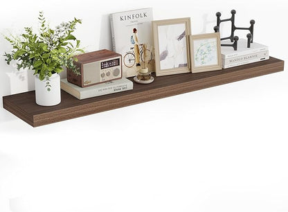 Acovy 48 Inch Floating Shelves, 48"x9.25"x1.5" Inch Deep Floating Shelves for Wall, Wooden Shelves for Bathroom, Bedroom, Living Room, Walnut, 1 Piece