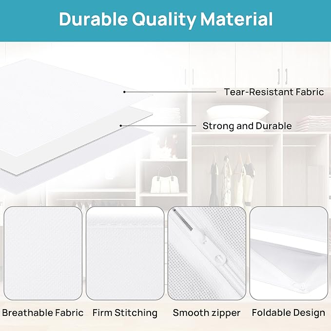 Vtopmart 18 Pack Baby Clothes Organizer, Dresser Drawer Organizer for Baby Clothing, Foldable Fabric Closet Drawer Storage Bins, Dresser Dividers for Bra, Socks, Ties, Scarf, White