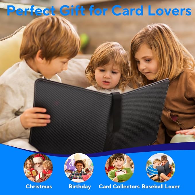 Portable 9-Pocket Trading Card Binder, Holds 720 Cards with 40 Removable Double-Sided Sleeves, Baseball Card Binder Card Storage Organizer Album for Boys, Girls, Sports & Game Cards