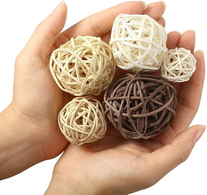 Patelai 36 Pcs Wicker Rattan Balls Decorative Balls for Vase Centerpiece Bowls Orbs Filler for Home Decor,4 Sizes