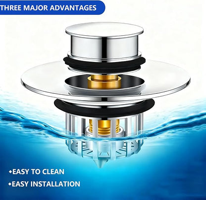 Bathtub Drain Stopper,Shower Drain Hair Catcher,Tub Stopper,2 in 1 Pop Up Tub Stopper & Shower Drain Hair Catcher Hair Drain Catcher for 1-1/2 to 1-3/4" Bath Drain Hole, Sliver