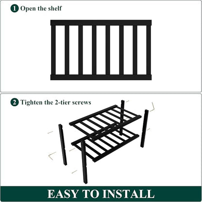 Smiry Small Bamboo Shoe Rack, 2 Tier Free Standing Wooden Shoe Organizer, Stackable Wood Shoe Storage Shelf for Closet, Entryway, 12 Vertical Slats, One-piece Standard Legs, 17.3"x11"x13", Black