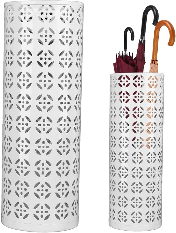 Round Umbrella Organizer Bin, Freestanding Metal Umbrella Holder Umbrella Stand Rack for Entryway, Canes Walking Sticks Holder Rain Collection for Home, Office (S 62x50cm / 24.41x19.69in)