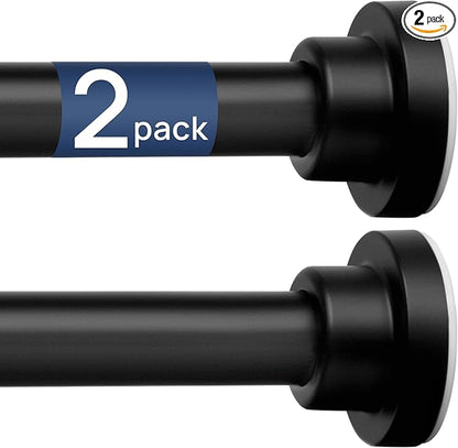 ENJOYBASICS 2 Pack Adjustable Spring Tension Curtain Rods 32 to 78 Inches, Stainless Steel Matte Black Shower Rod No Drilling for Window, Bathroom, Closet, Room Divider, 7/8" Diameter