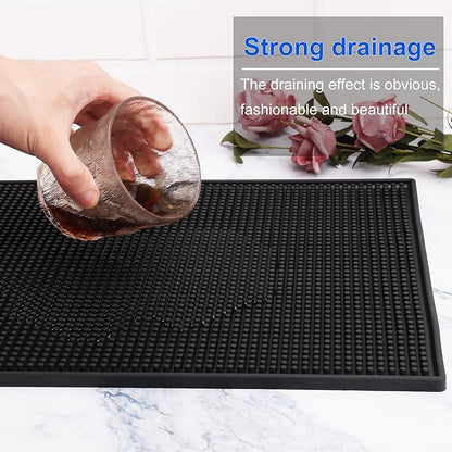 3 Pack Rubber Bar Mats, 24" x 12" Black Large Bar Service Mat, Spill Mat for Countertop, Bartending, Rubber Bar Mats, Efficient and Stylish Solution for Every Bartending Need,by KUKLIPJIM