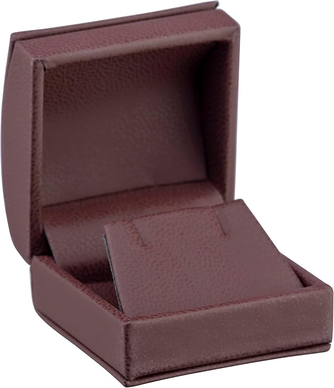 Luxury Dome-Shape Leather Earring Box for Women & Girls – Jewelry Gift Box Ideal for Studs, Small Hanging Earrings – Earring Case with Cream Ribbed Outer Box & Matching Bow Ribbon