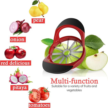 Apple Slicer,4.72 Inch Apple Corer and Slicer -Apple Cutter,Red | Stainless Steel Corer, 12 Sharp Blades,Anti-slip Handle,Hand wash/Dishwasher