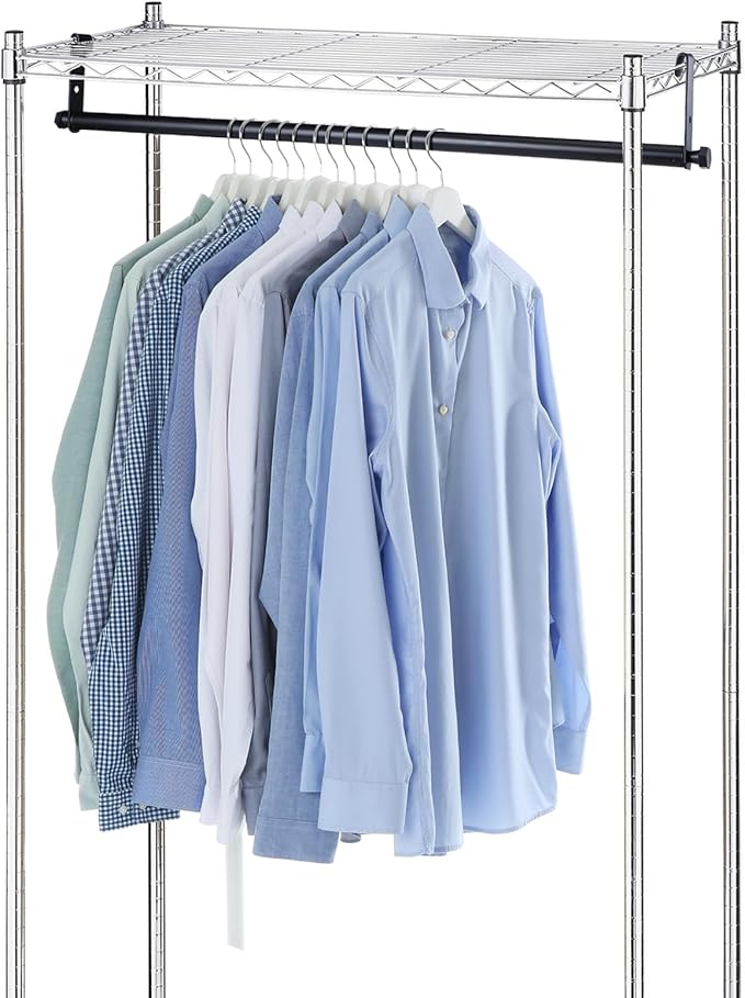 2 Pack Wire Shelving Garment Hanger Bar Wire Shelving Accessories Industrial Closet Clothes Rods for Home Retail Store(Black,36 Inch)