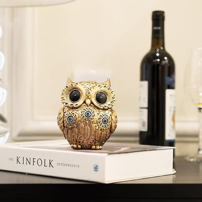 TOHLUCS Owl Statue Home Decor Accents with Evil Eye.Gold Decor for Bookshelf, Bedroom, Living Room, Office, Table and Shelf.Vintage Owl Figurines Gifts for Birds Lover.Cute Small Animal Sculptures.
