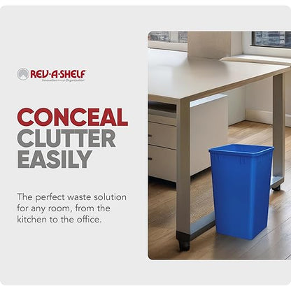 Rev-A-Shelf 2-Pack 35 Quart Polymer Replacement Trash Bin, Recycle Waste Garbage Container for Kitchen Cabinet Pullouts, Blue, RV-35-22-2 - Large Plastic Bins for Home and Office