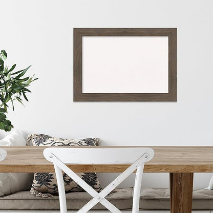 Amanti Art White Cork Board for Wall, 15x21 Vision Board with Brown Wood Frame, Small Corkboard Office Decor for Home Organization, Country Rustic Corkboard Pinboard to Display Items for Home