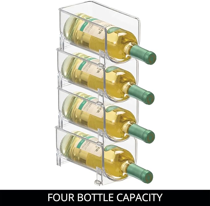 iDesign Stackable Bottle Holder for Water or Wine Bottles - Set of 4 - Clear