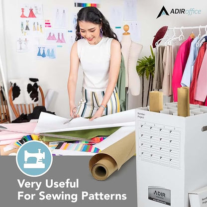Adir 2 Pack of Cardboard Roll File Storage Organizer - Vertical File Sorter - Blueprint, Poster, Plans, Gift Wrap, And Map Holder Station-16 Slots (for Rolls up to 37 Inches Long)